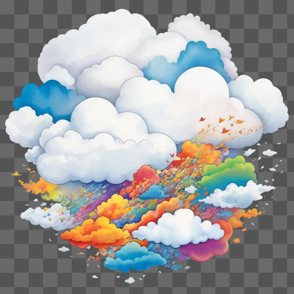 colorful drawing of a multitude of clouds