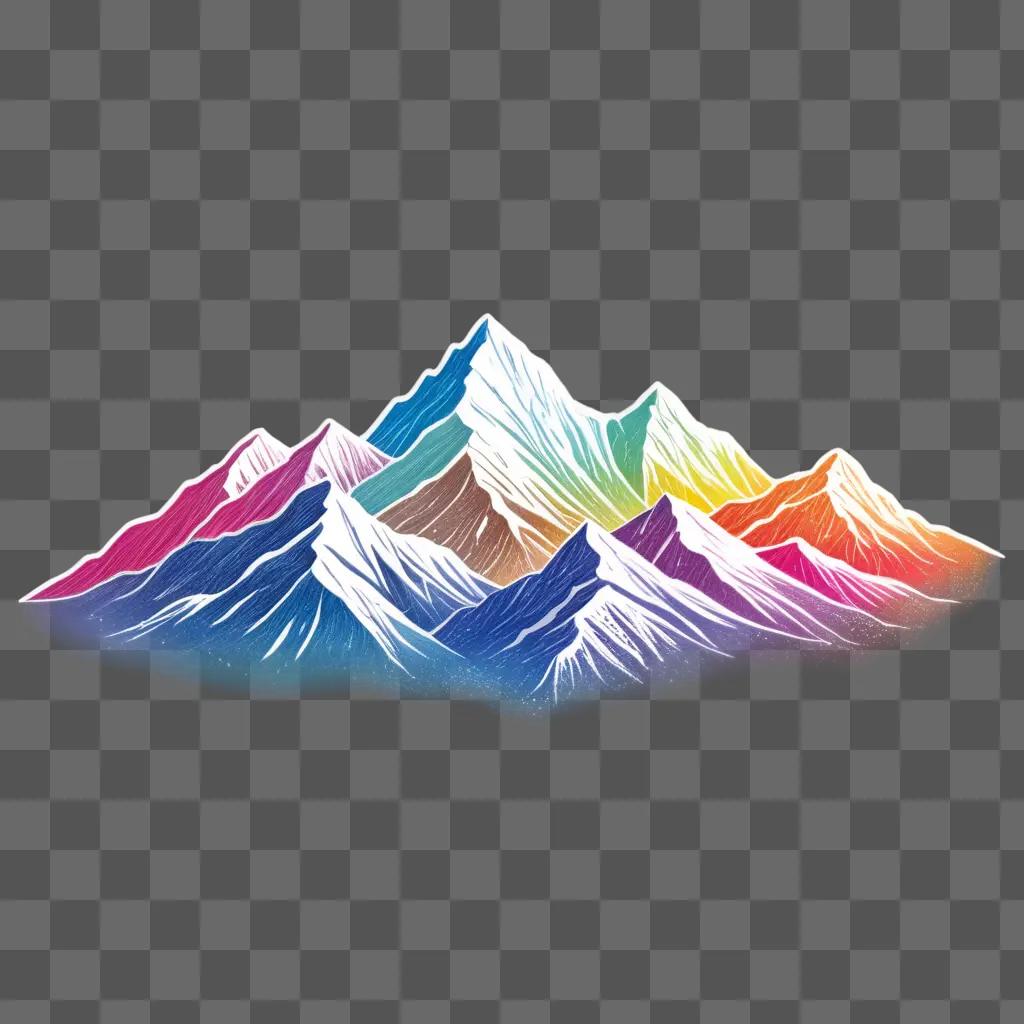 colorful drawing of mountains against a purple background