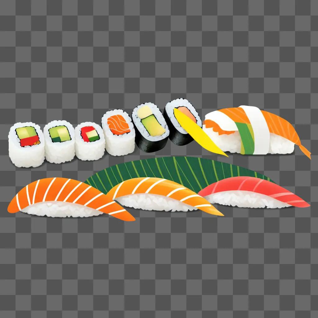 colorful drawing of sushi for kids to color