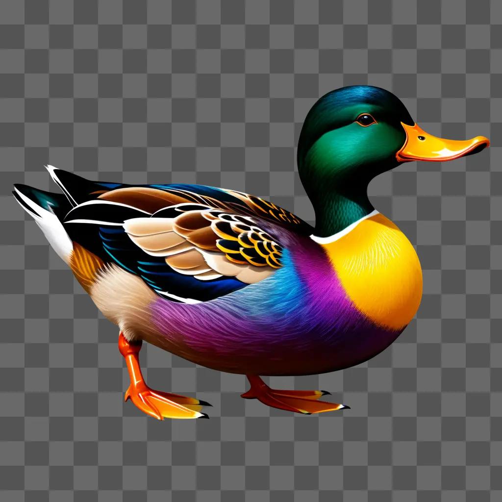 colorful duck drawing with a yellow beak