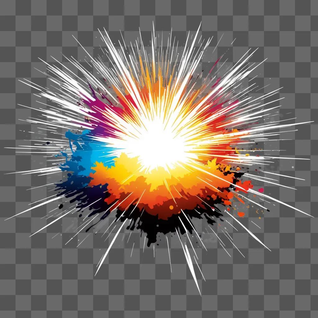 colorful explosion with a white light