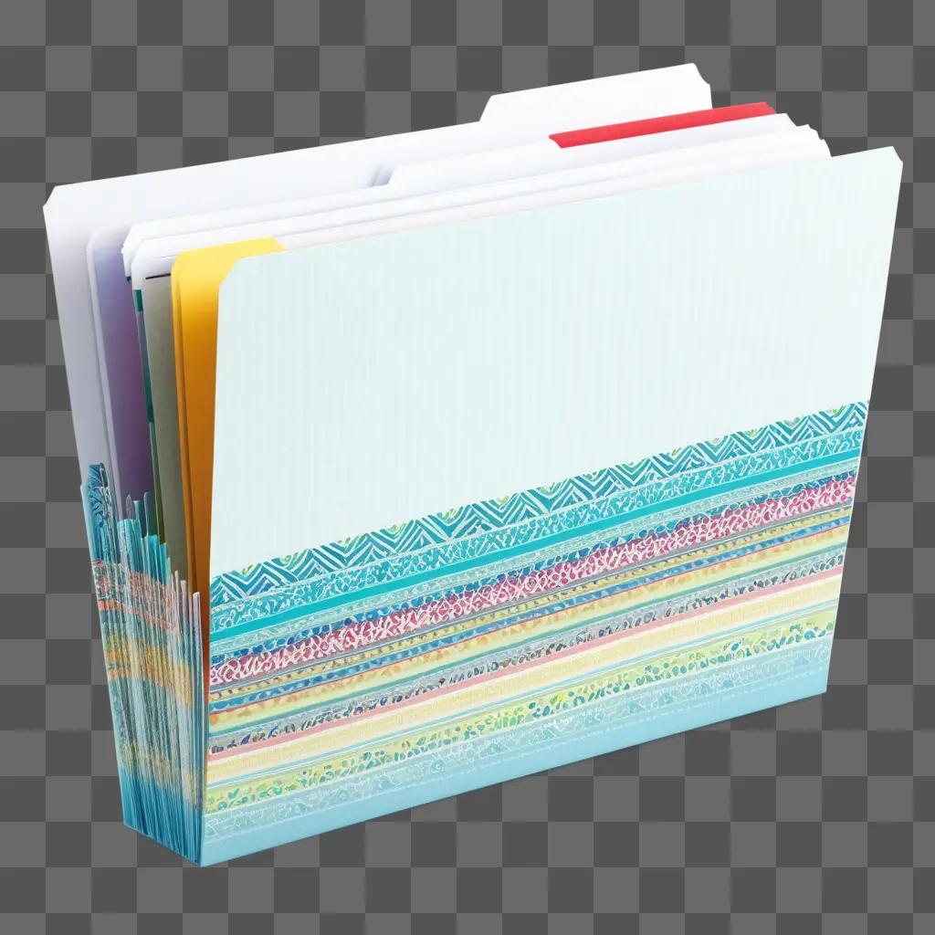 colorful file folder on a blue background