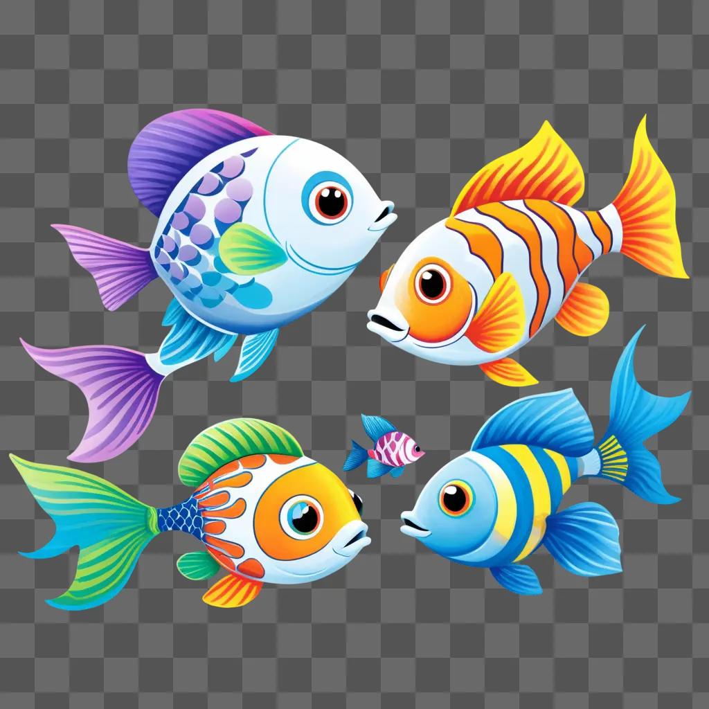 colorful fish drawing for kids to color