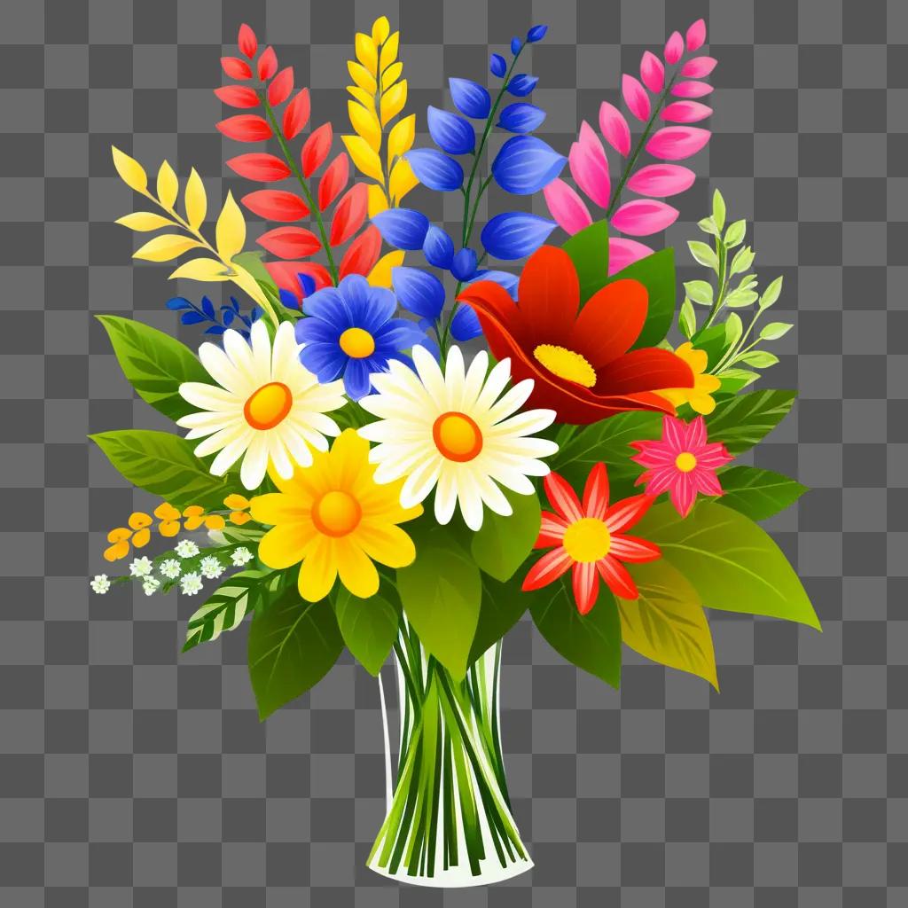 colorful flower bouquet in a cartoon style