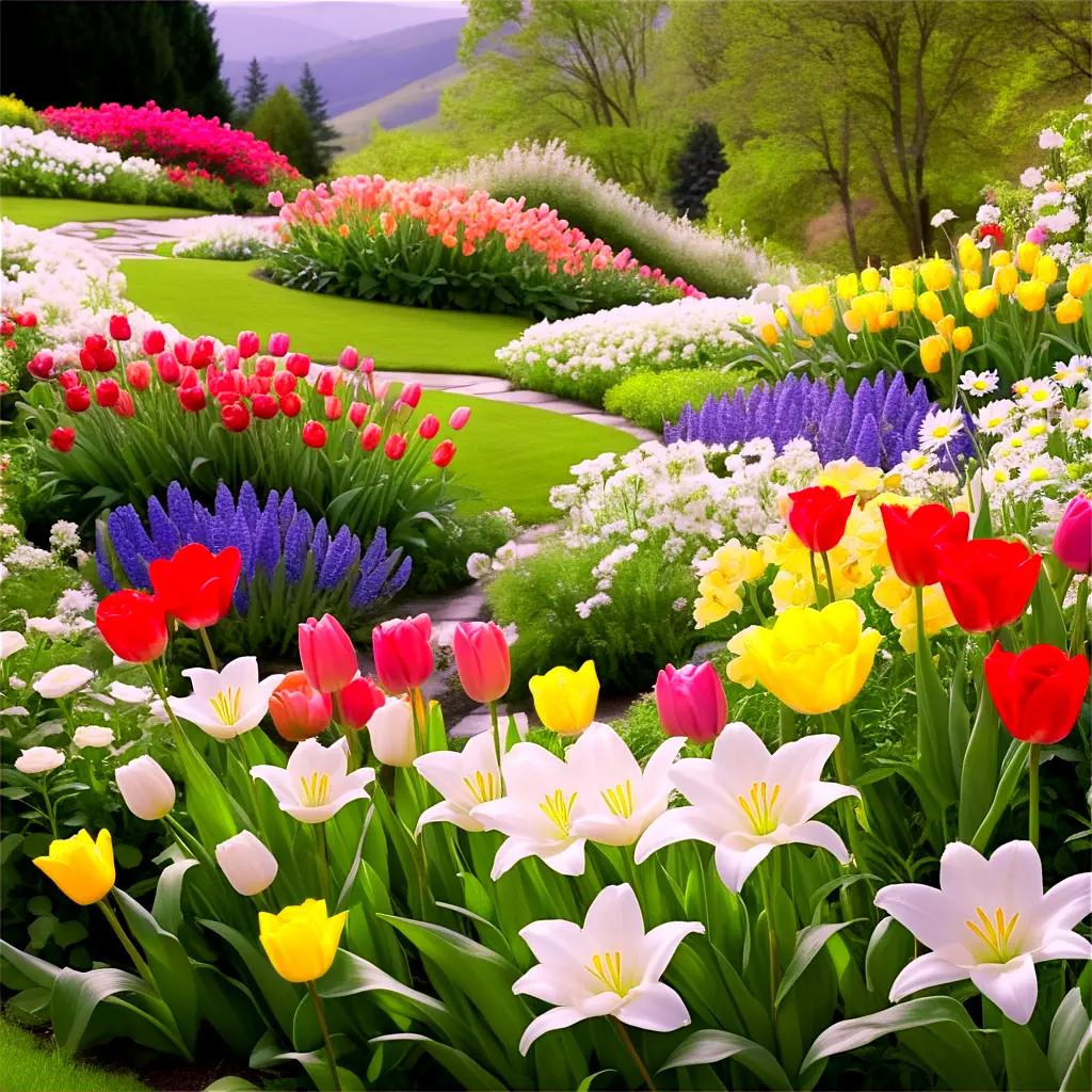 colorful flower garden with different types of flowers