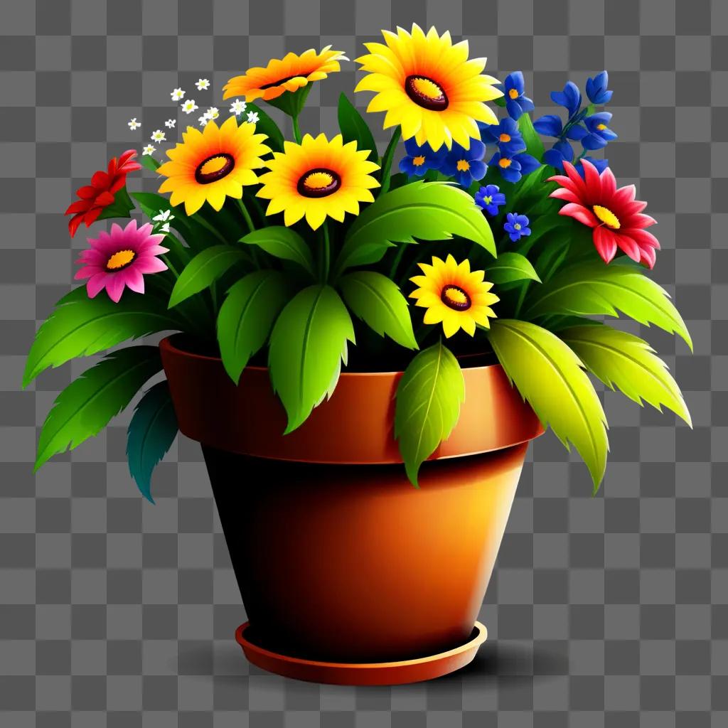 colorful flower pot with various flowers