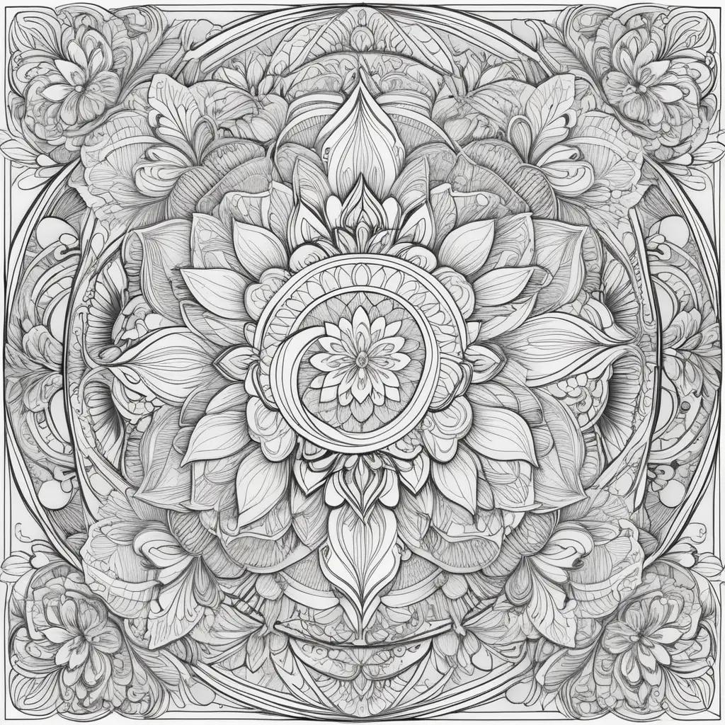 colorful flower print for adult coloring