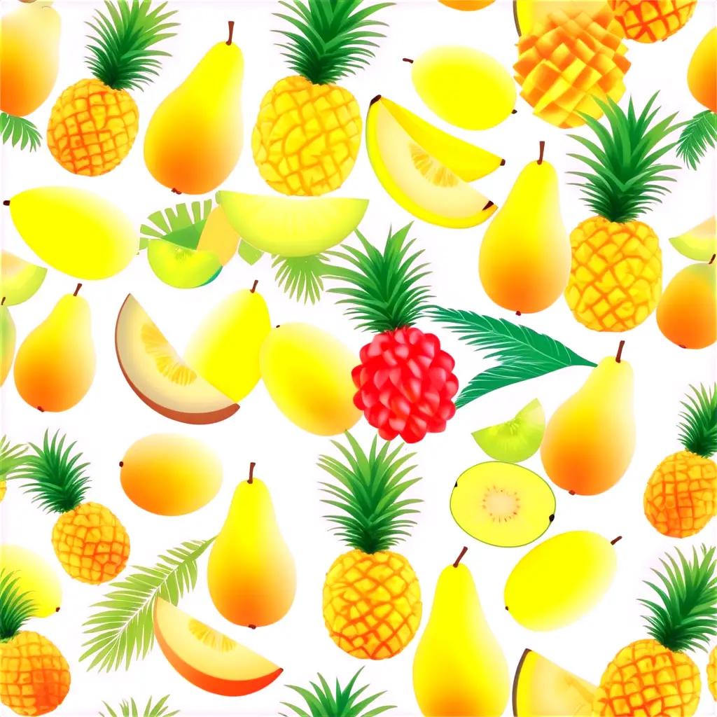 colorful fruit collage on a white background