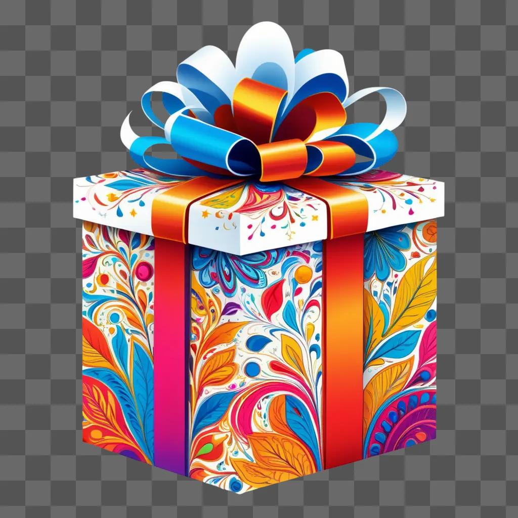 colorful gift box drawing with a bow