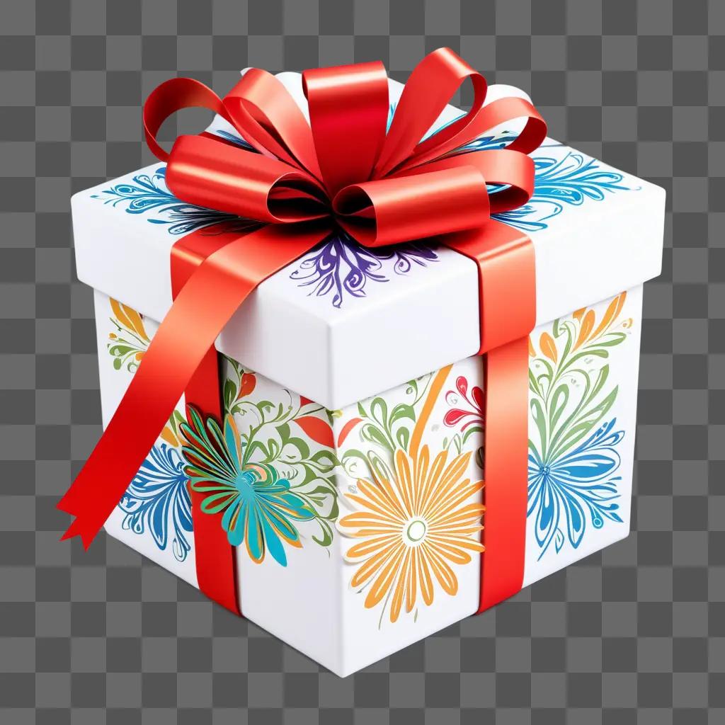 colorful gift box with a red bow