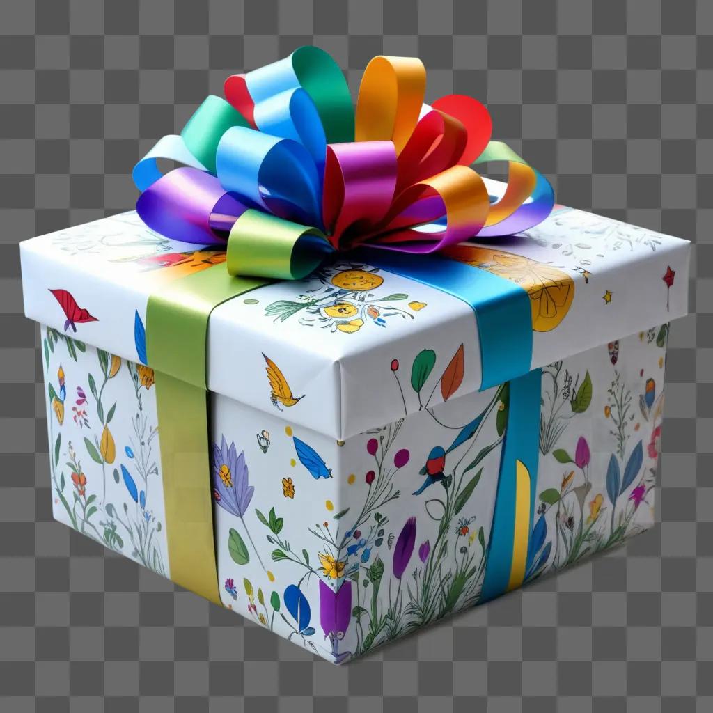 colorful gift box with a ribbon and drawing