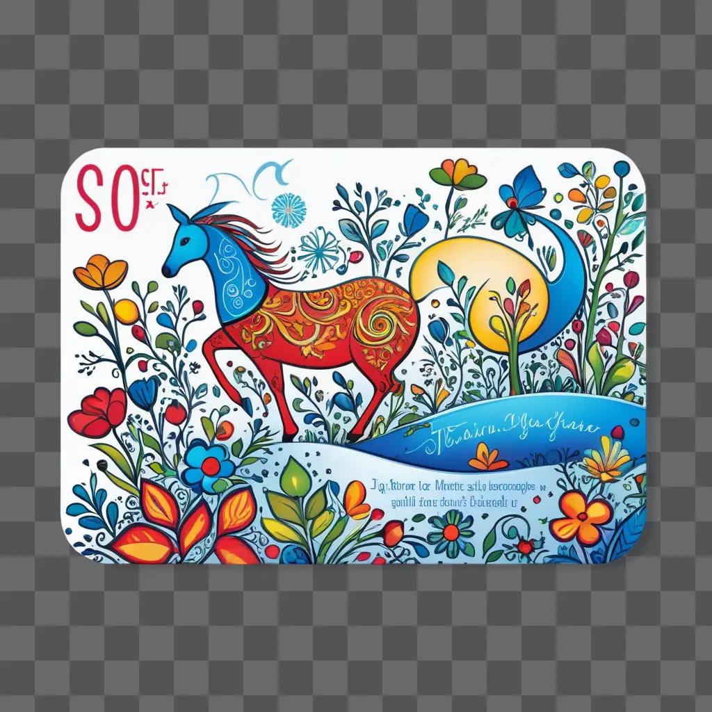 colorful gift clipart featuring a horse and a butterfly