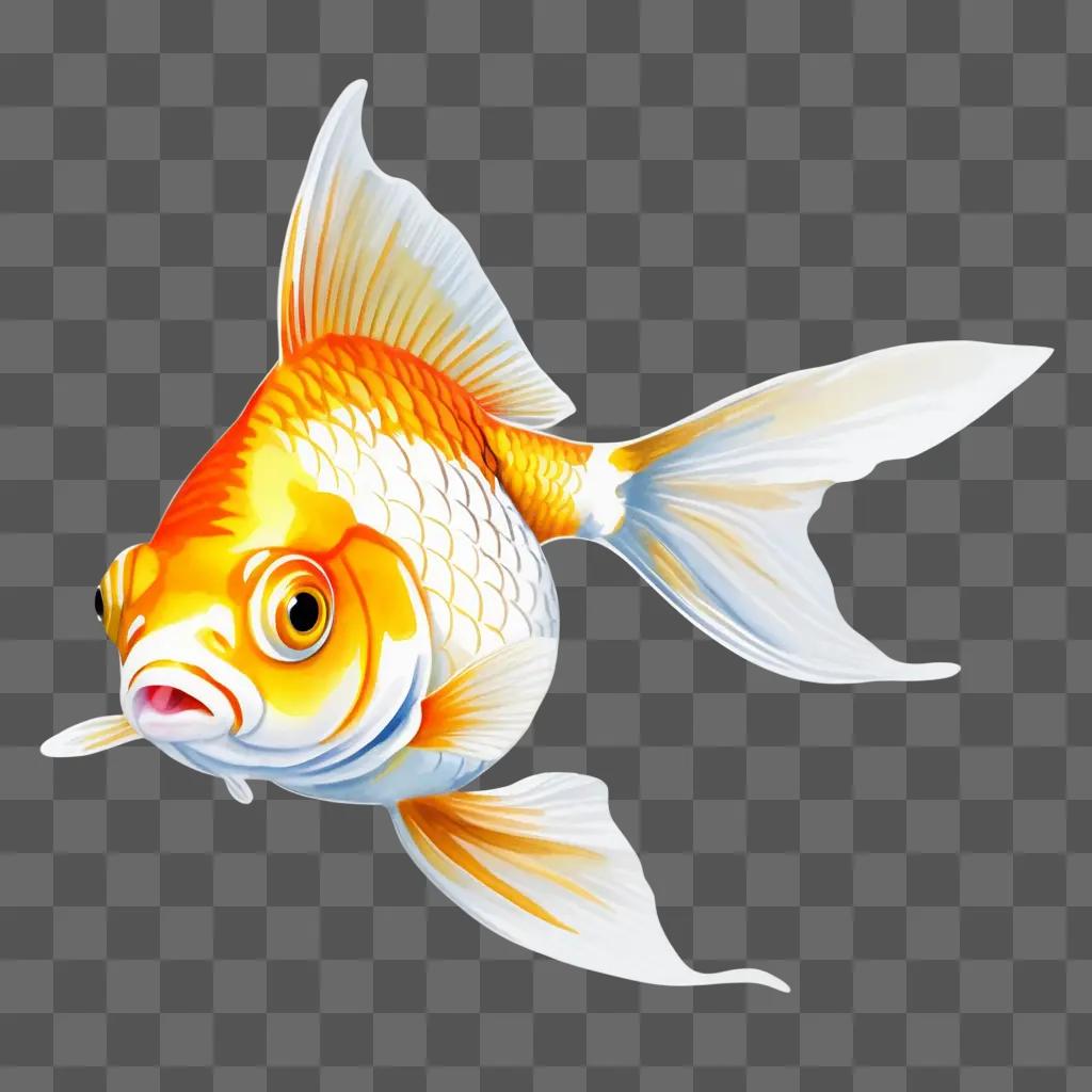 colorful goldfish drawing against a beige background