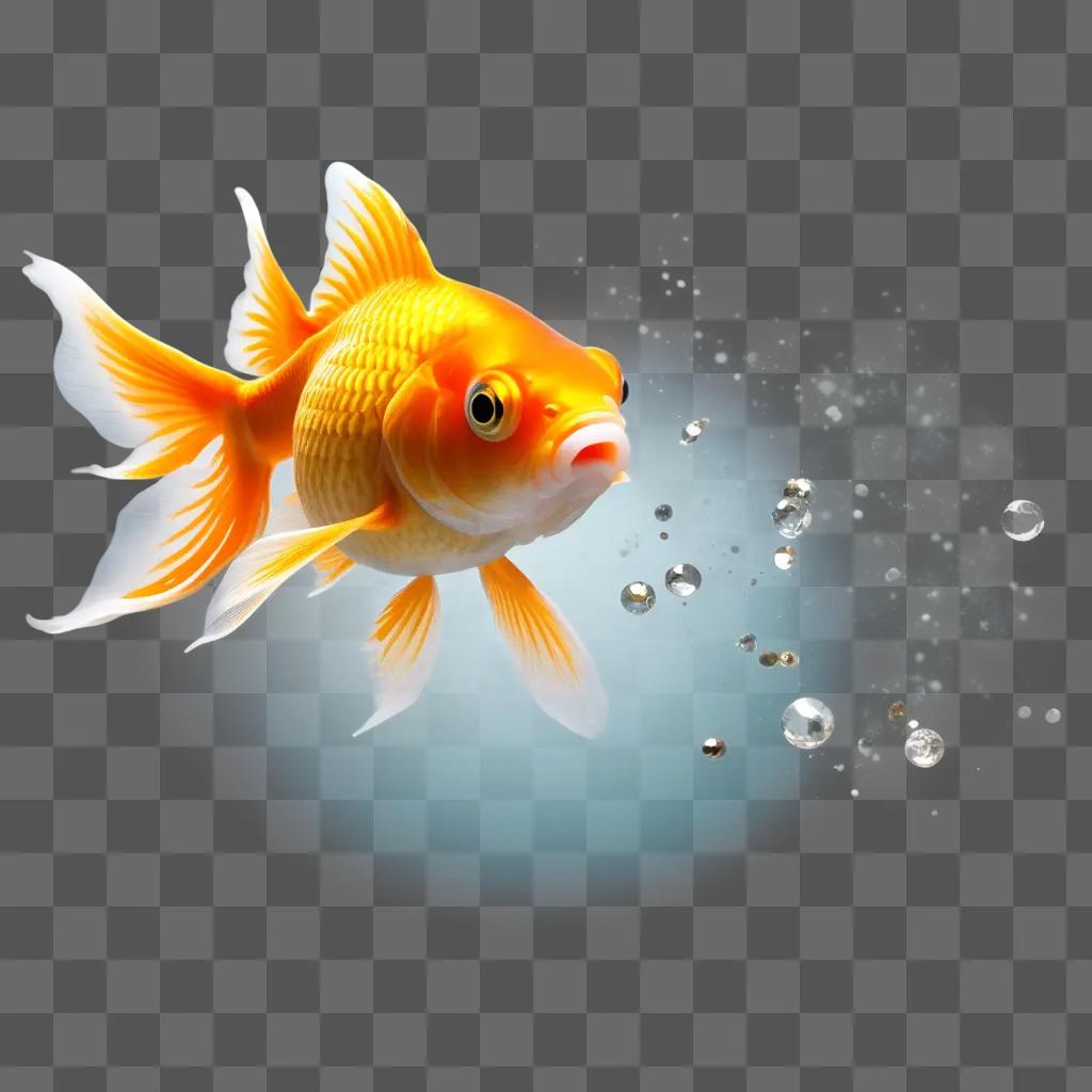 colorful goldfish surrounded by bubbles and jewels