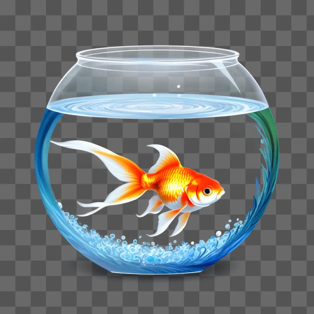 colorful goldfish swims in a clear aquarium