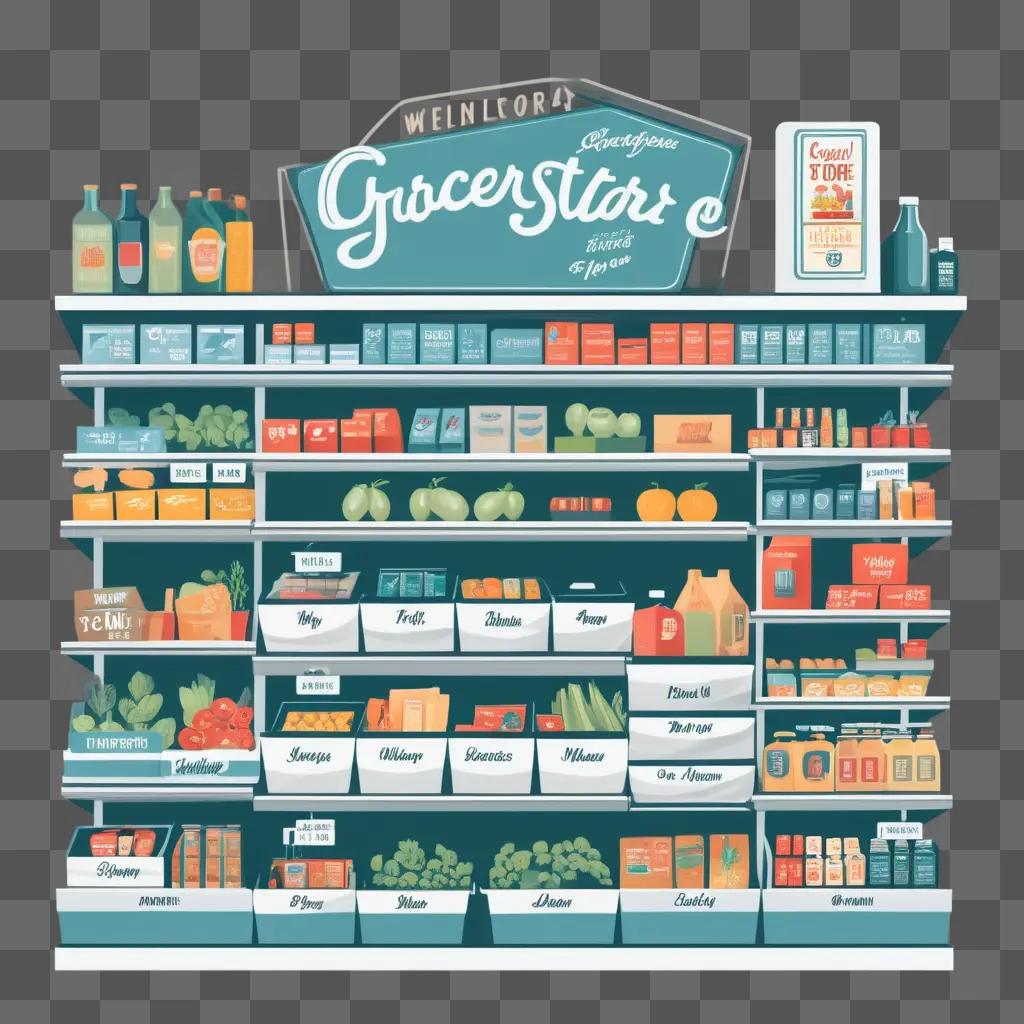 colorful grocery store with various products