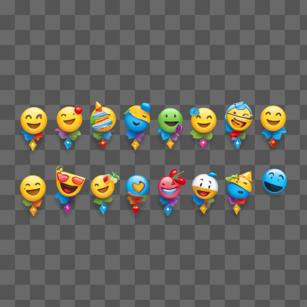 colorful group of emoji showing happy faces
