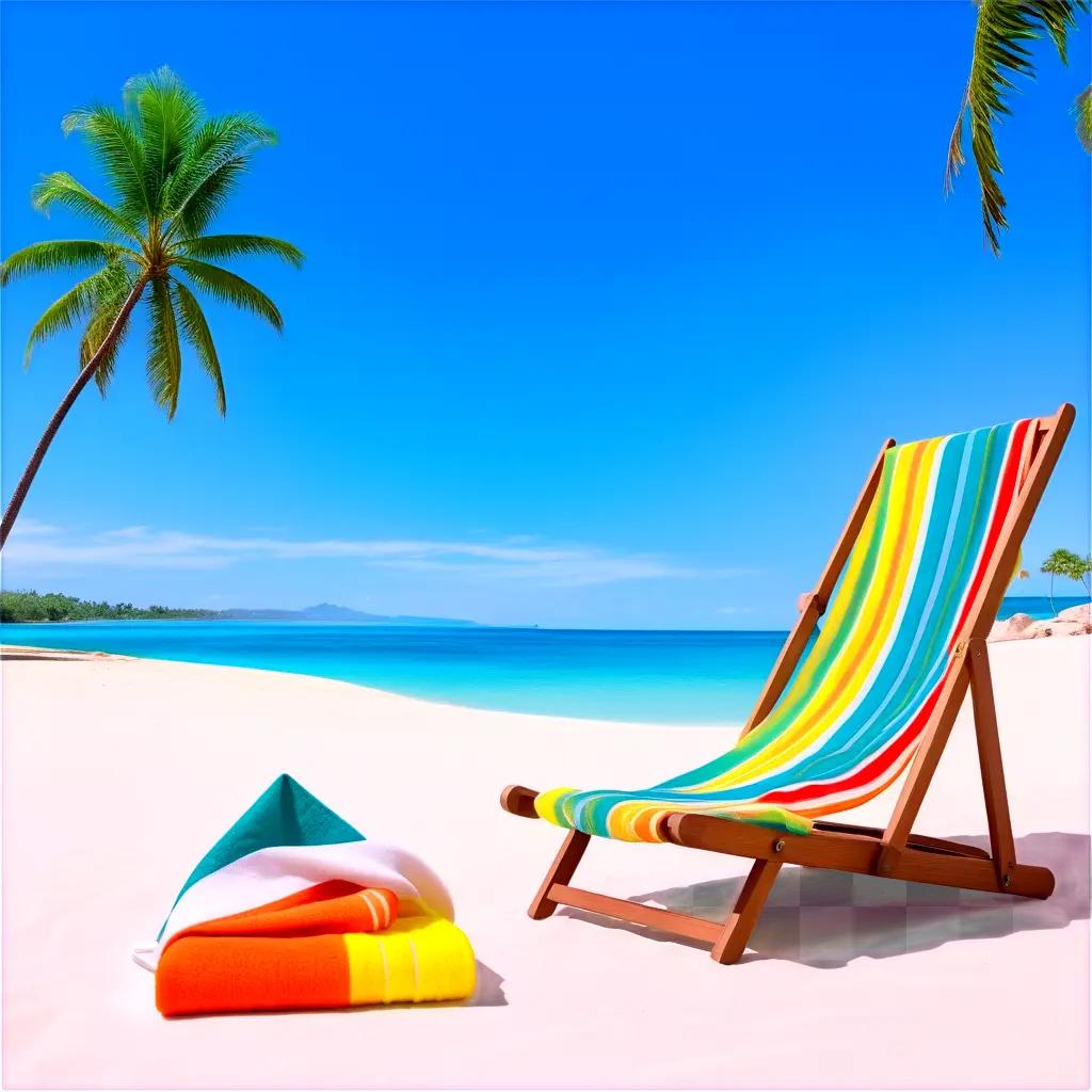 colorful head towel on a beach chair