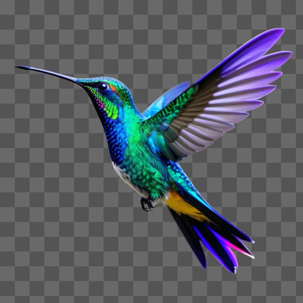 colorful hummingbird flies in the air