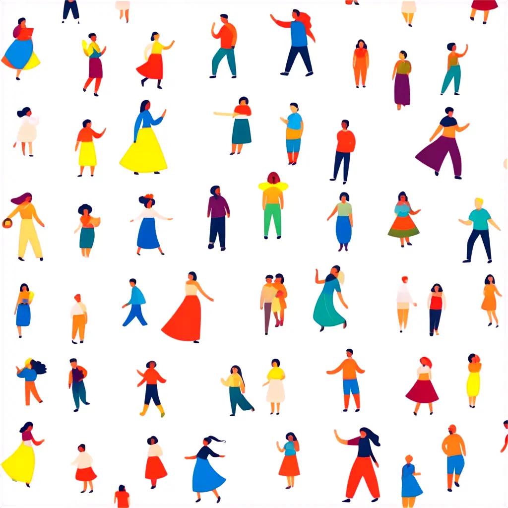 colorful illustration of people of diverse ages and genders dancing