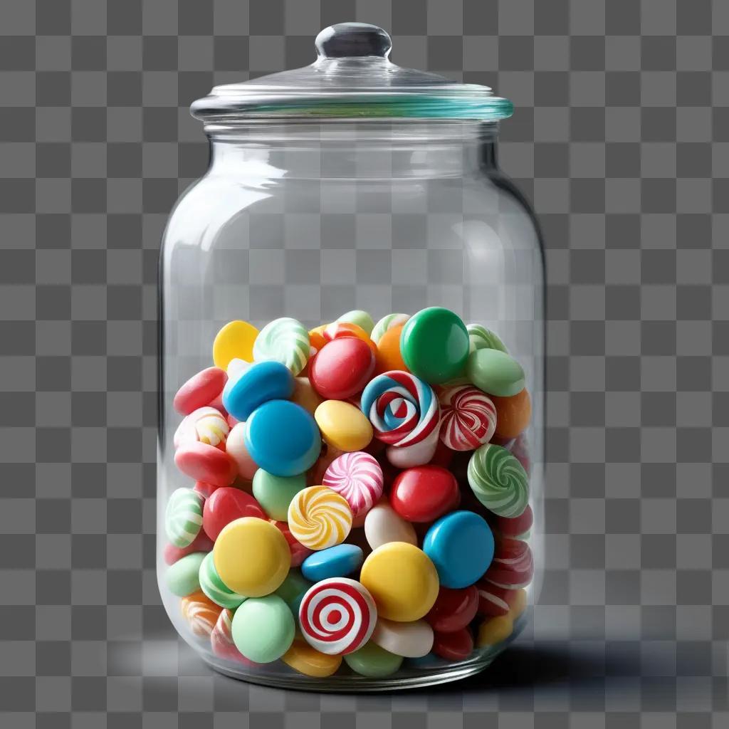 colorful jar filled with candy balls