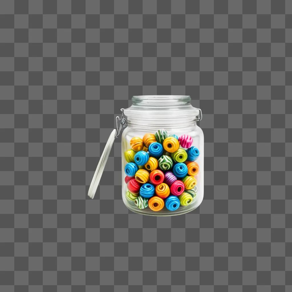 colorful jar filled with colorful balls