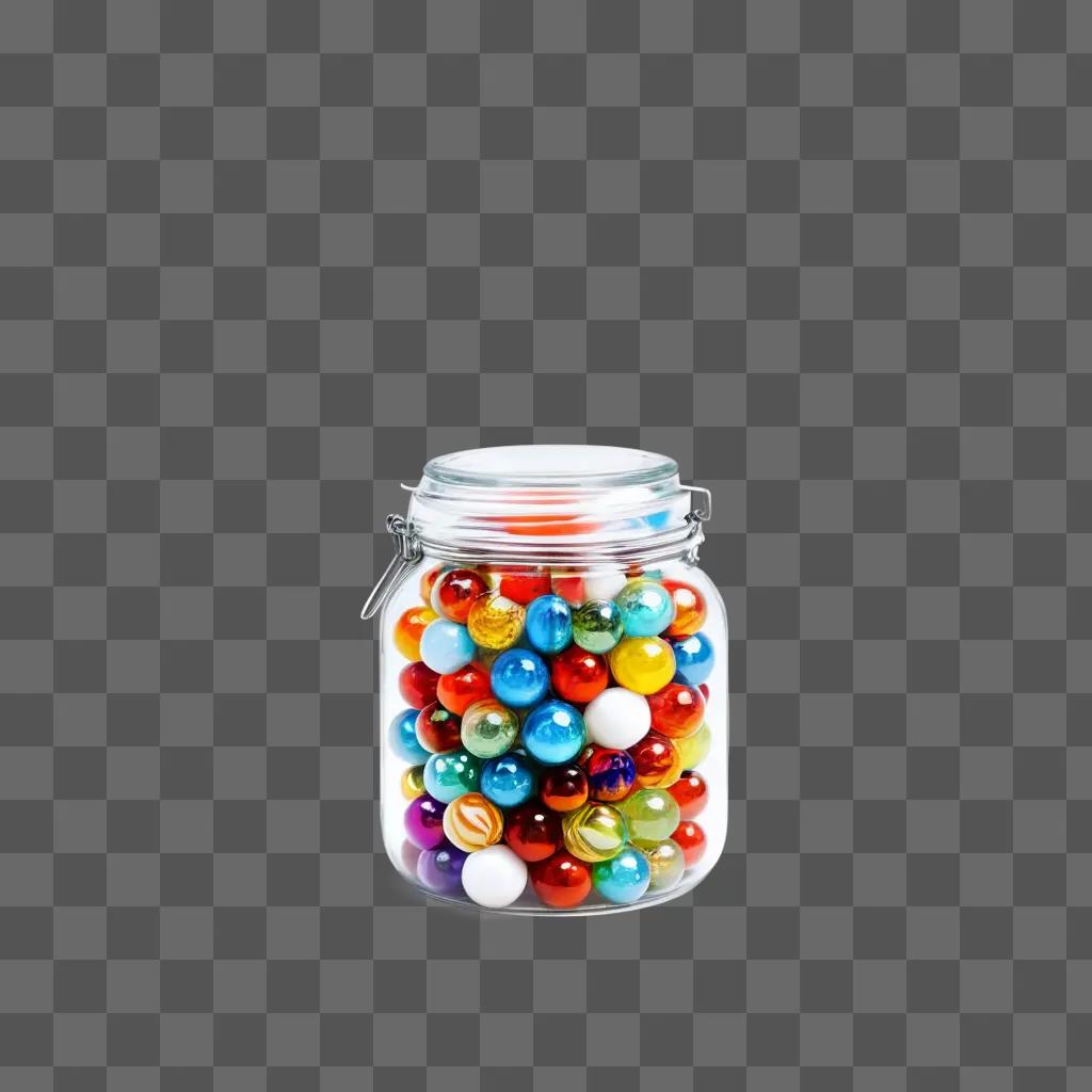 colorful jar filled with multicolored balls