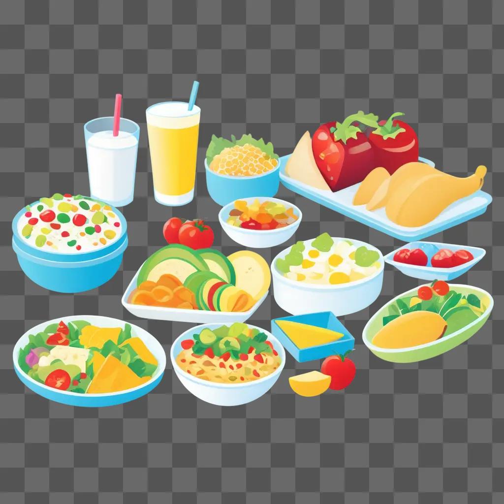 colorful lunch box with various foods