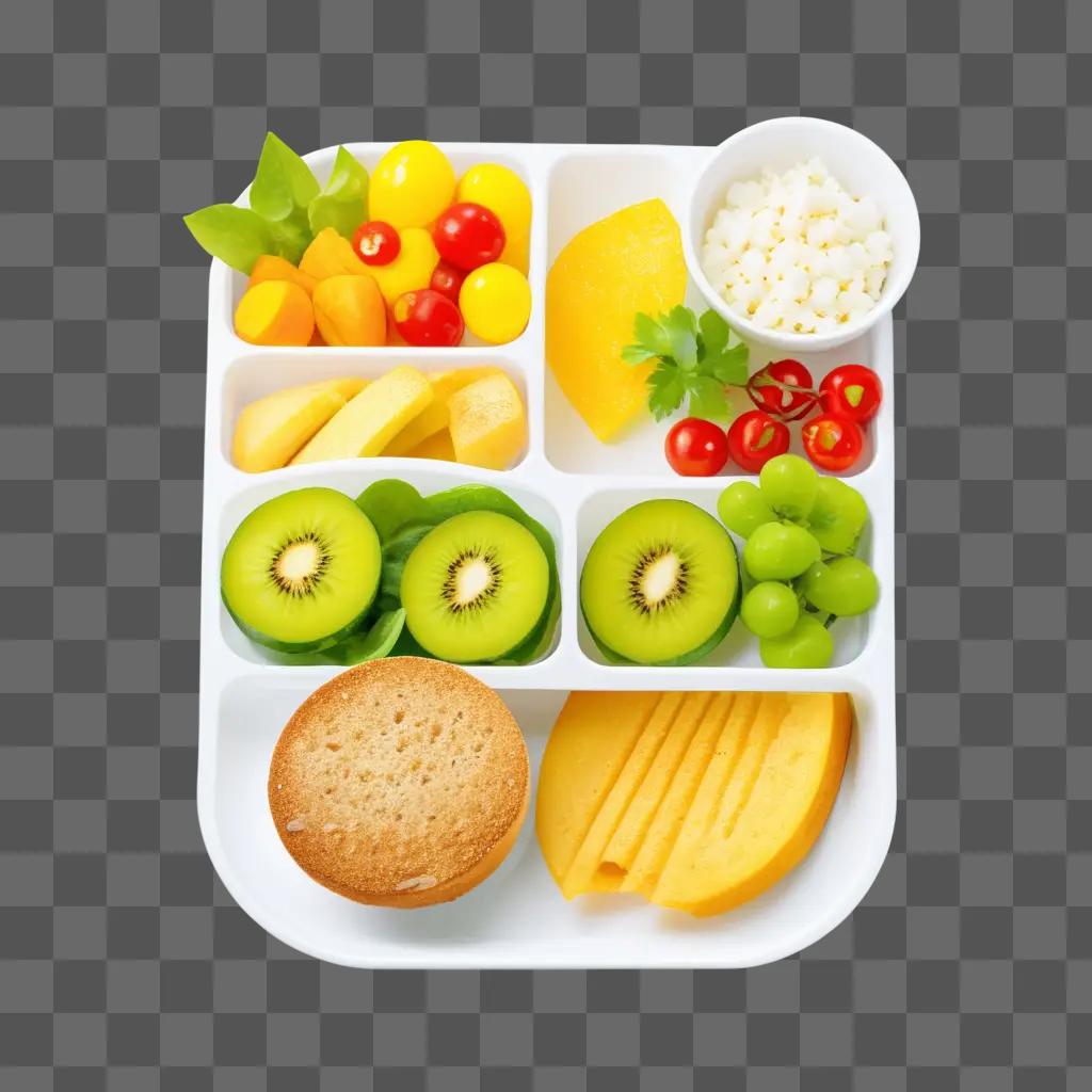 colorful lunch tray with various fruits and vegetables