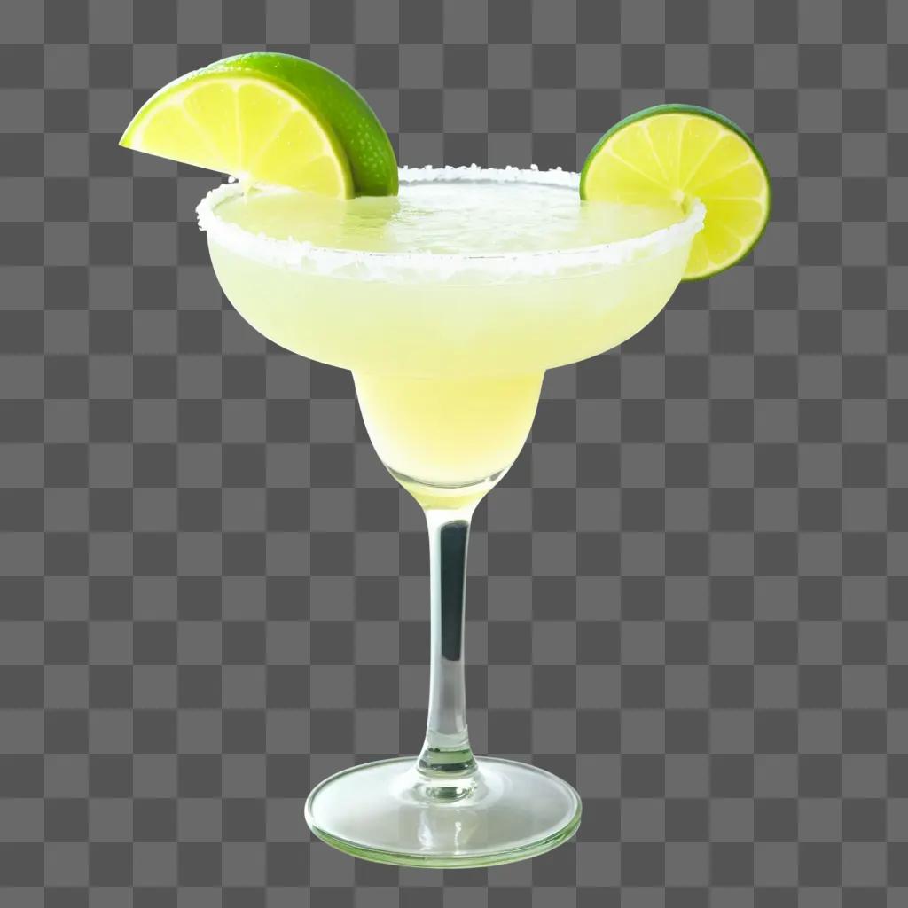 colorful margarita in a glass with lime slices