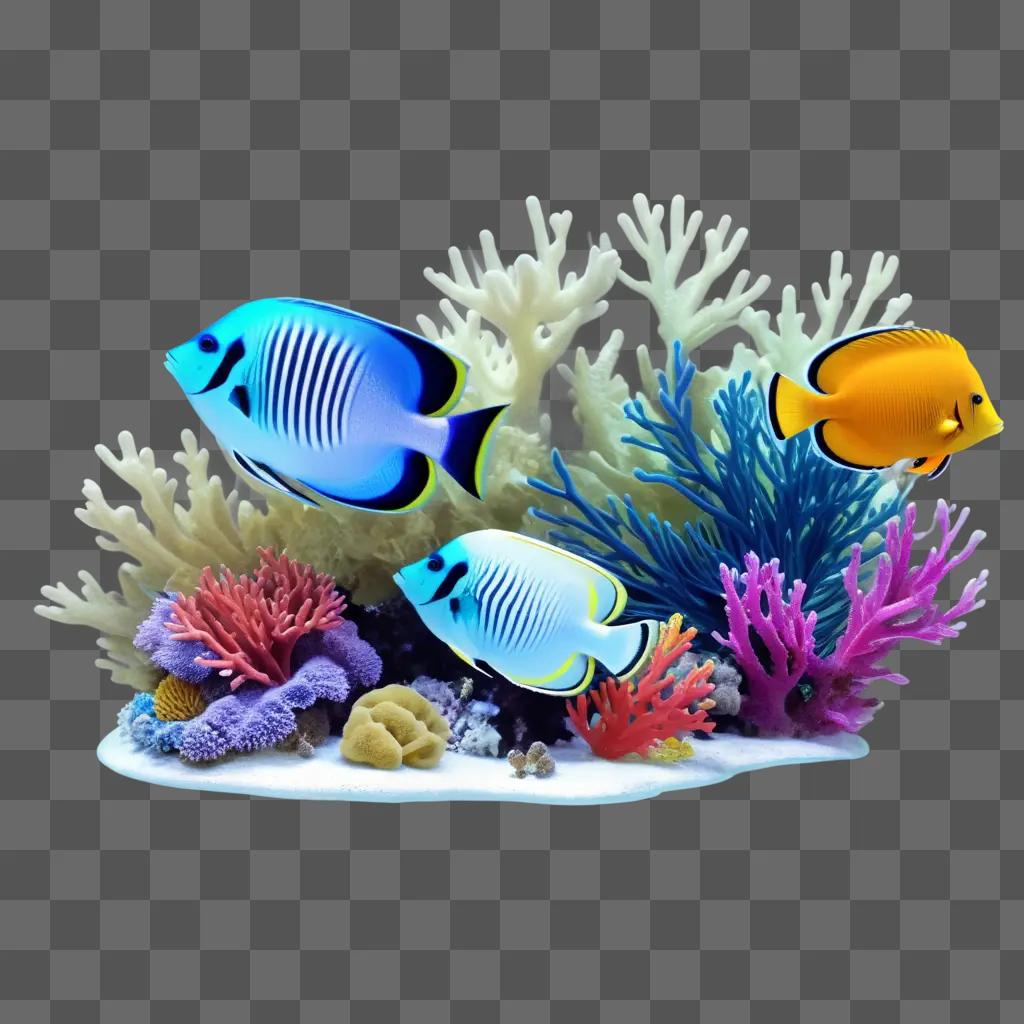 珊瑚と魚とカラフルな海洋生物のシーン