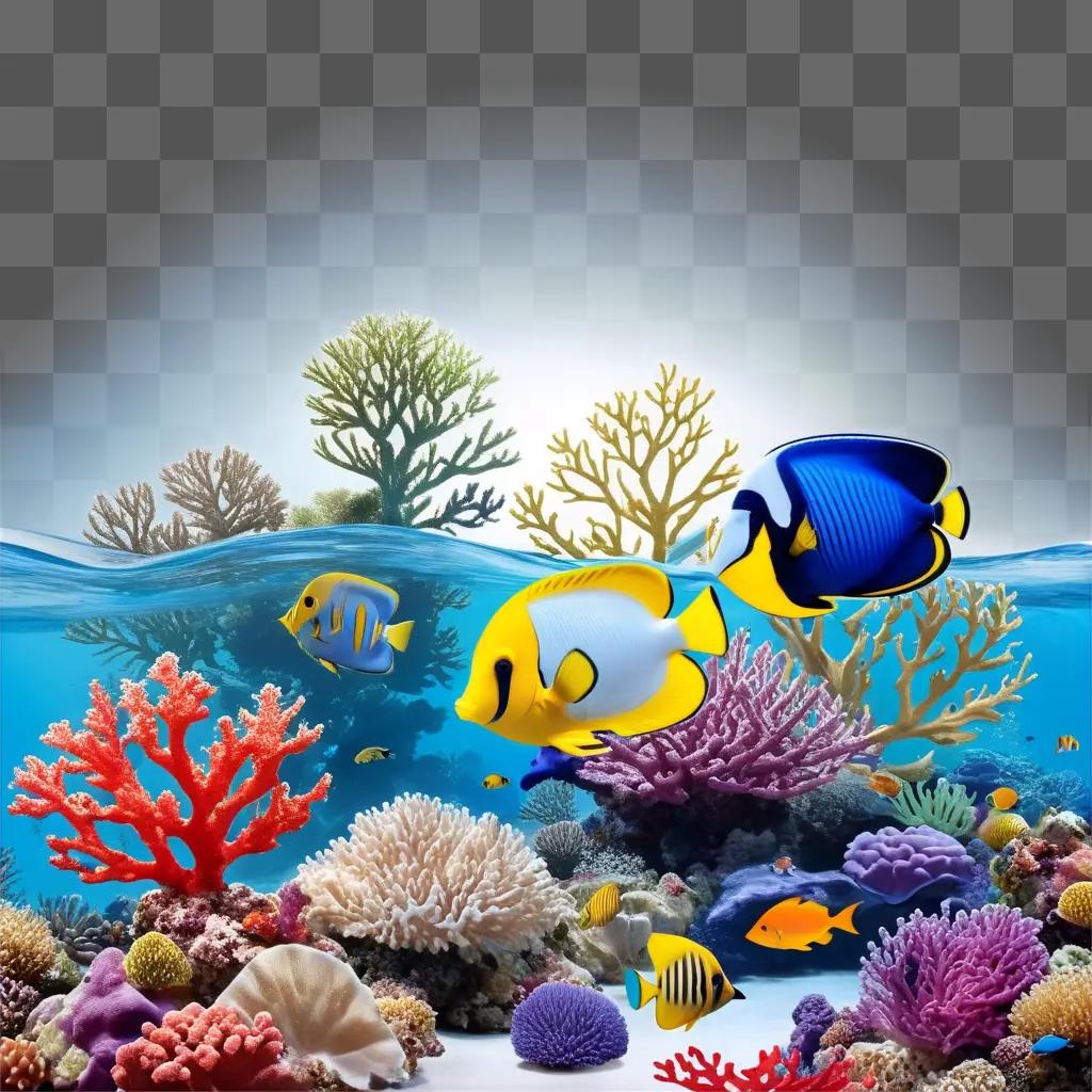 colorful marine scene with coral and fish