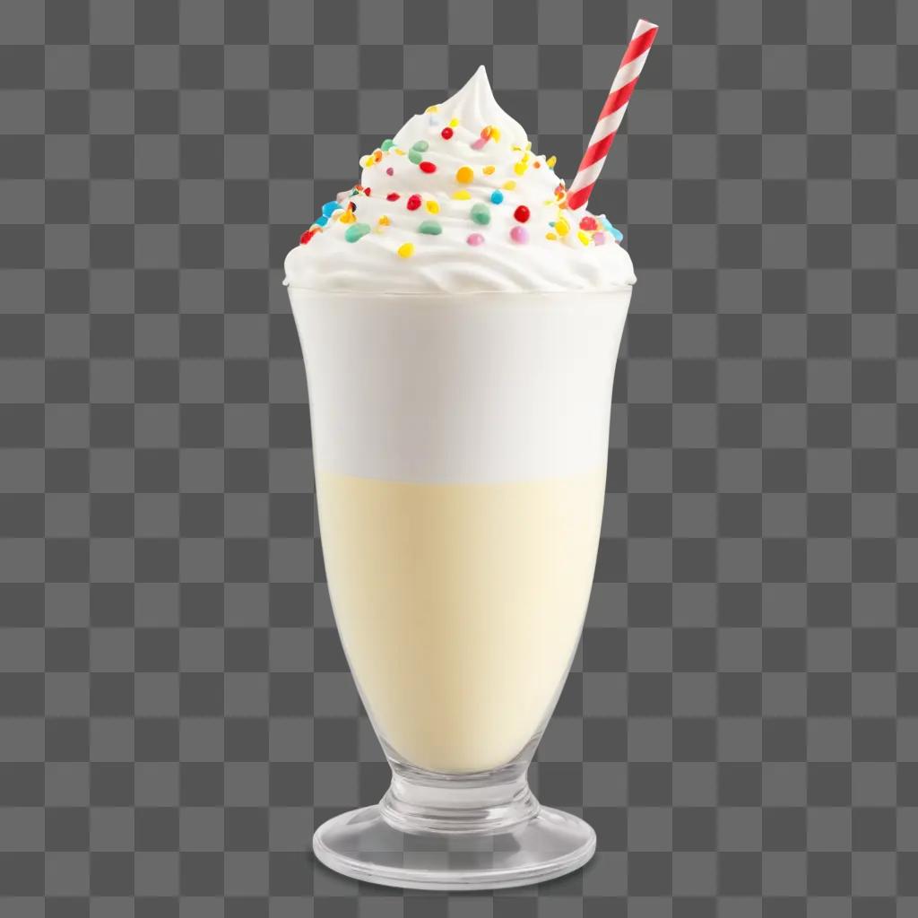 colorful milk shake with whipped cream and sprinkles