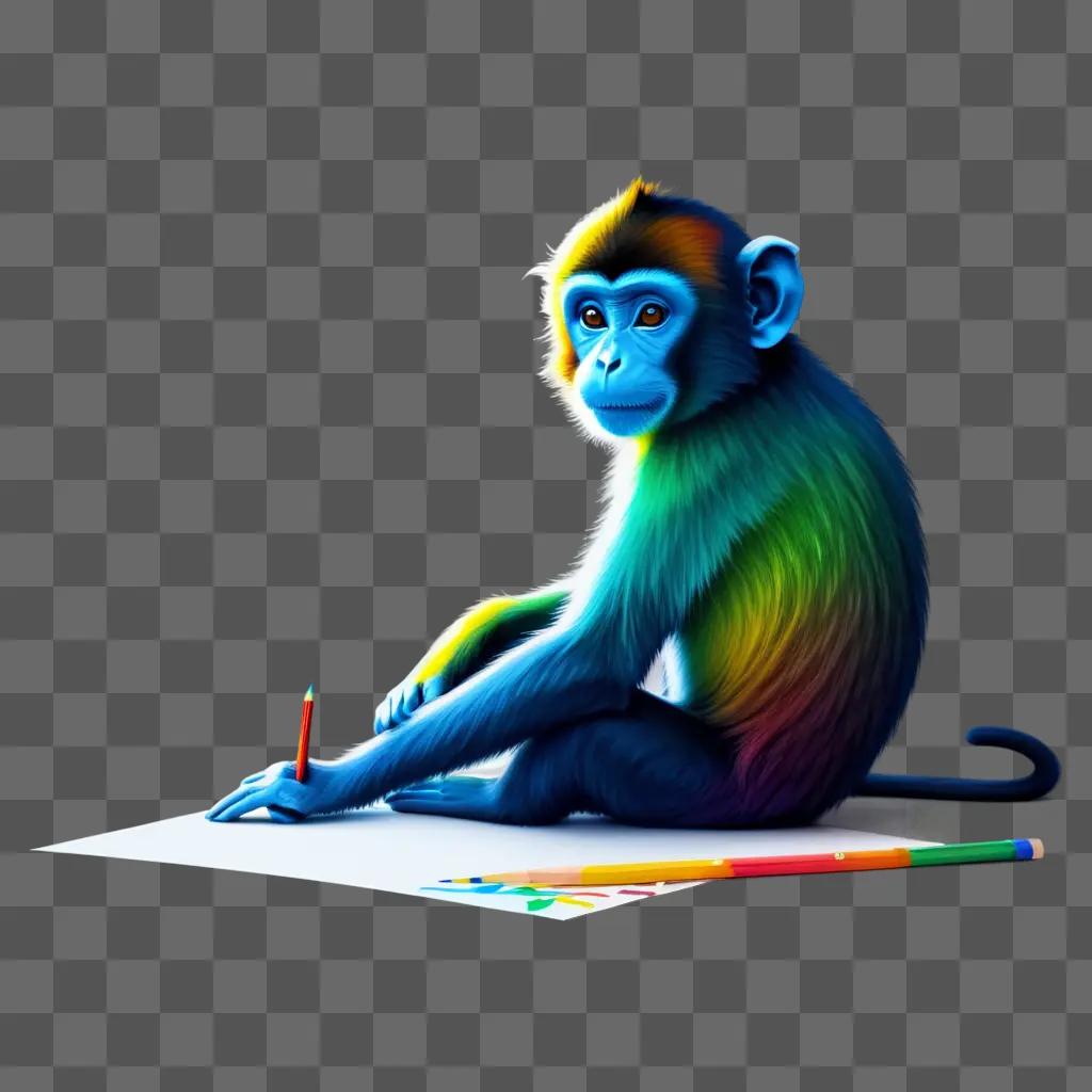 colorful monkey drawing on paper