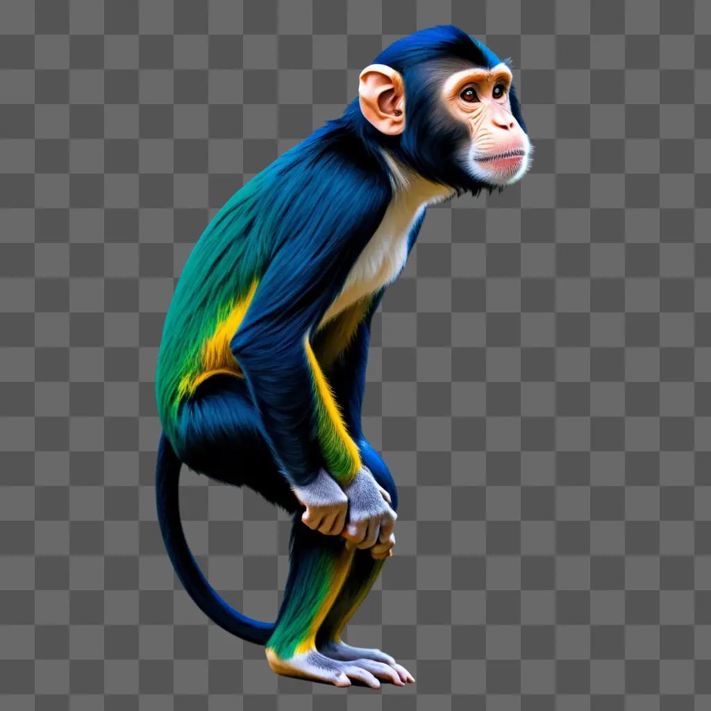 colorful monkey on a side drawing