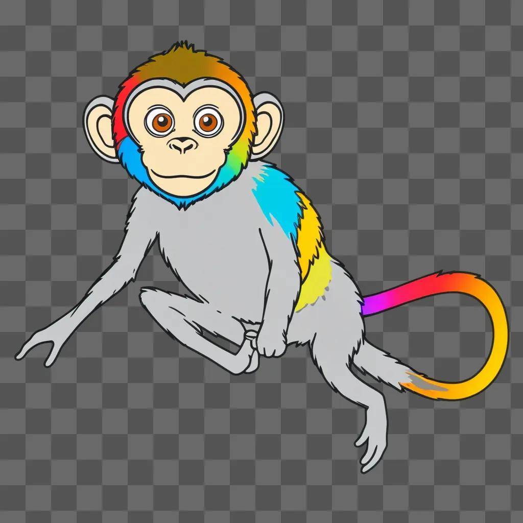 colorful monkey sketch on a gray background