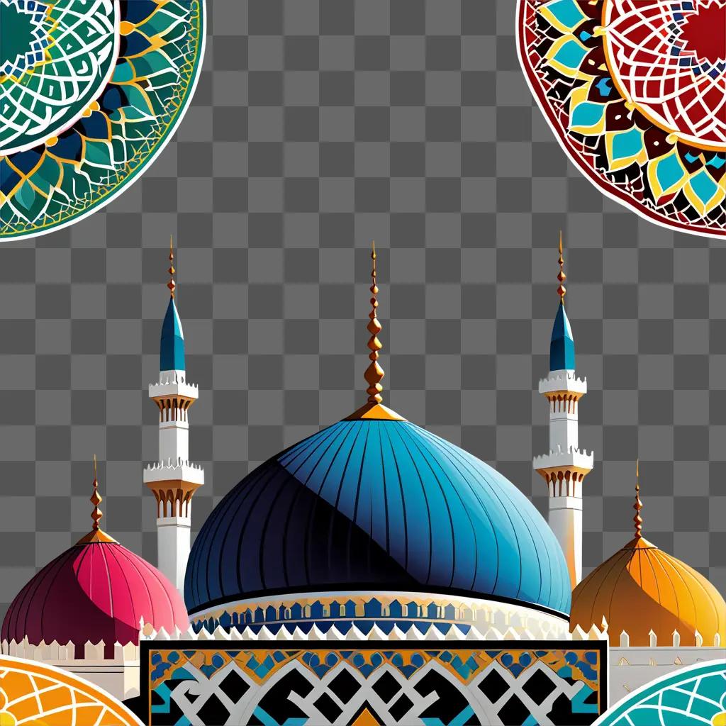 colorful mosque with a colorful Islamic background