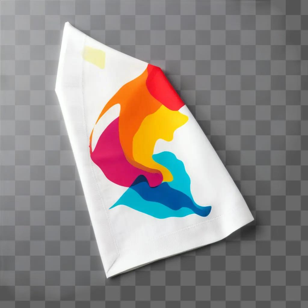 colorful napkin on a white surface