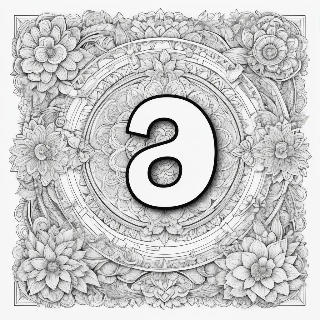 colorful number block coloring page with flowers