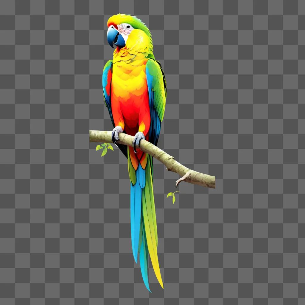 colorful parrot perches on a branch