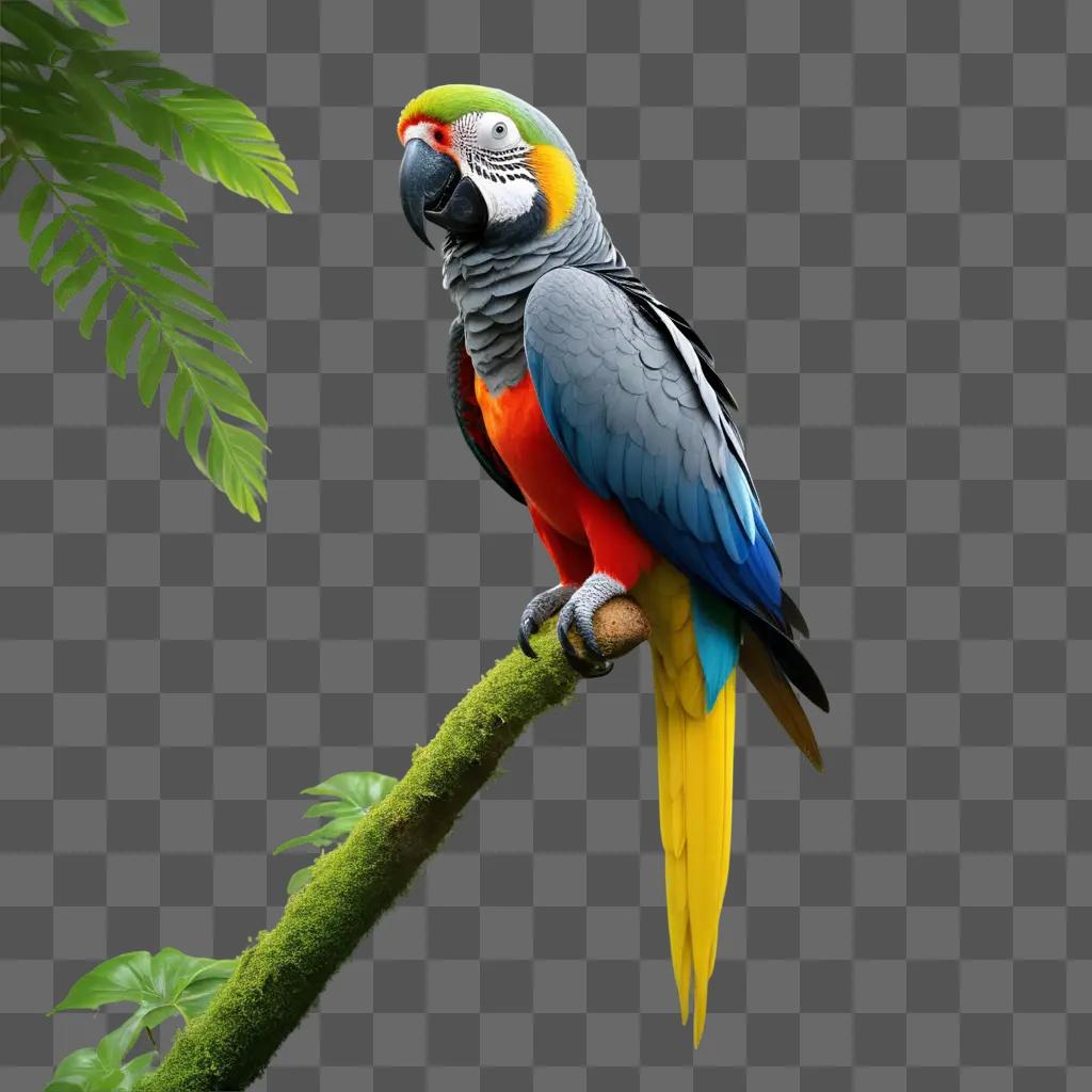 colorful parrot perches on a branch