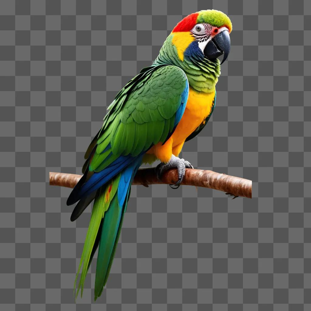 colorful parrot perches on a branch