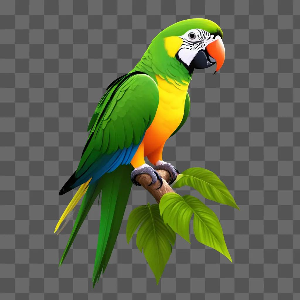 colorful parrot perches on a leafy branch