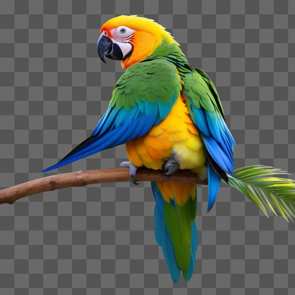 colorful parrot sits on a branch