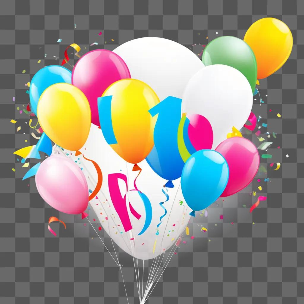 colorful party balloon with confetti on a party background