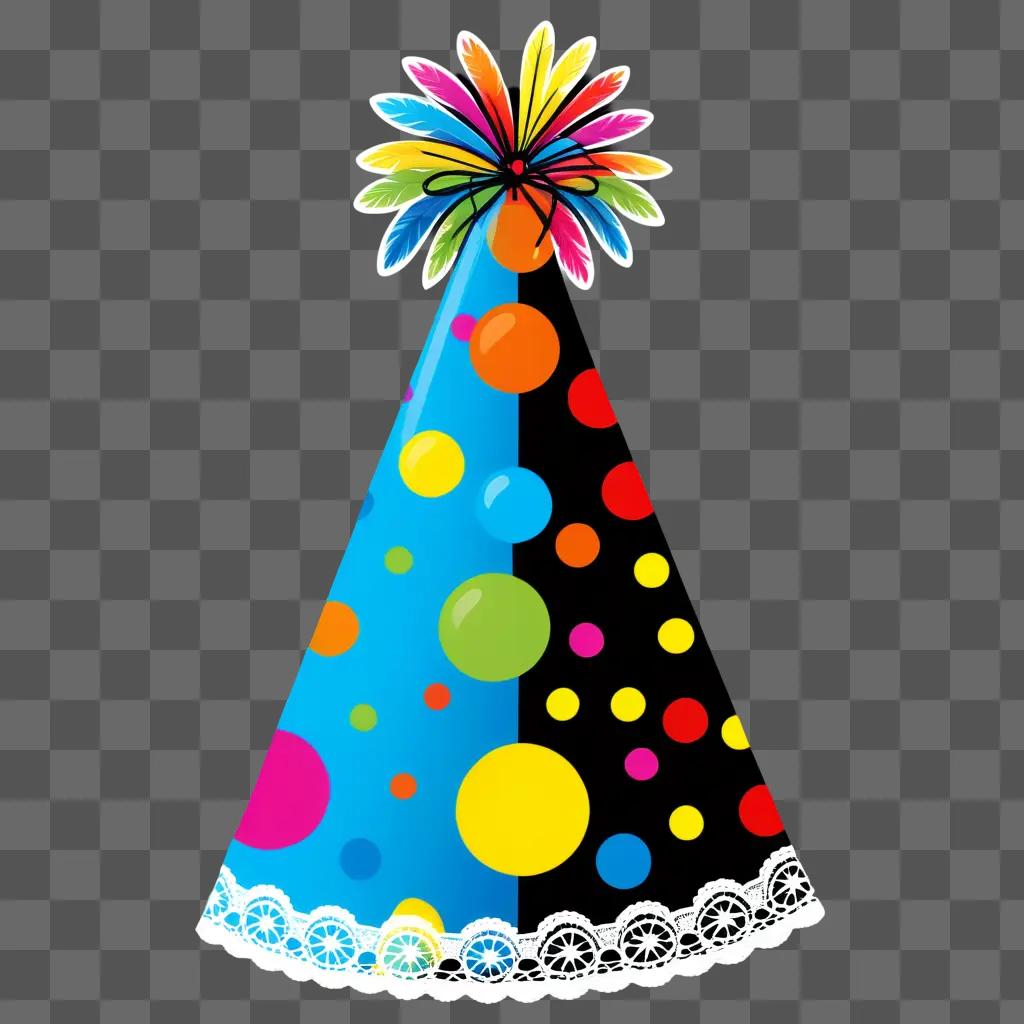 colorful party hat with a clipart birthday decoration