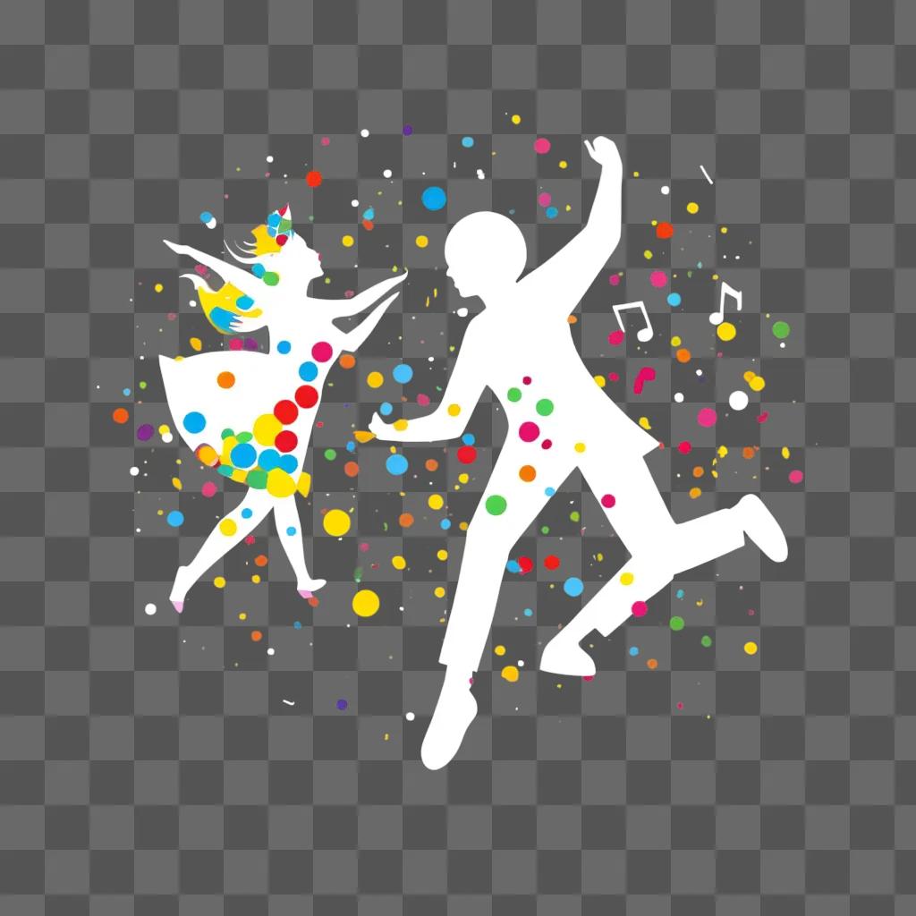 colorful party icon with a white silhouette