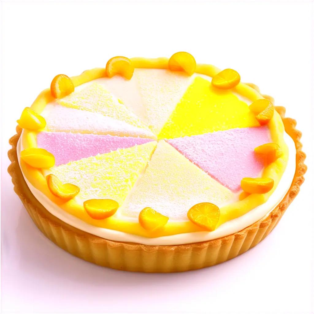colorful pastry with a pink, yellow and white crust