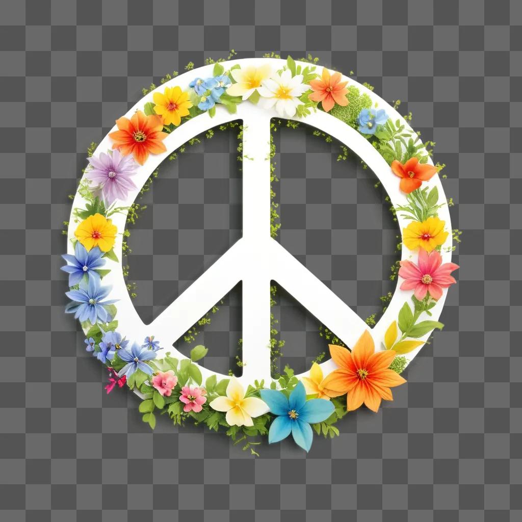 colorful peace sign with flowers around it