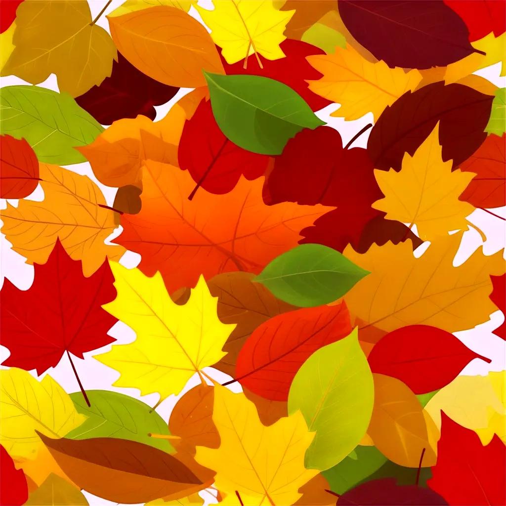 colorful pile of leaves on a white background